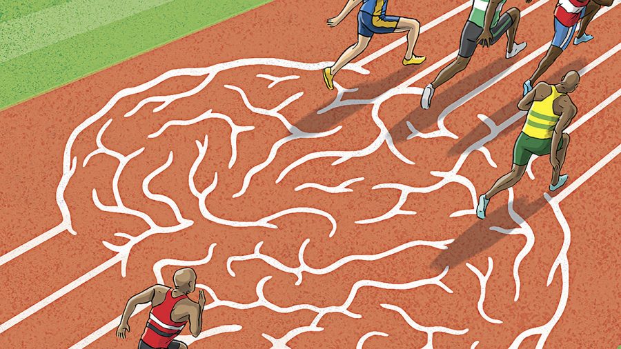 Athletes running on brain track