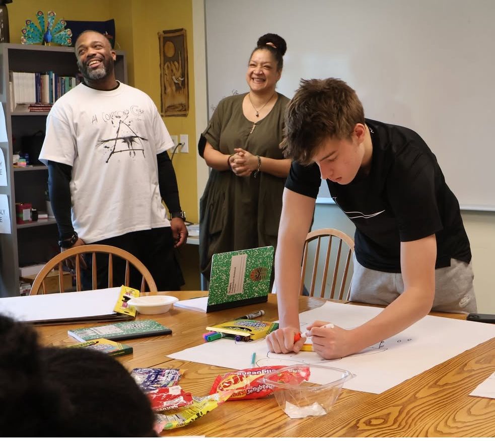 Jack Rossiter ’26 contributes during Mr. Gibbs’ drawing workshop. (Photo Courtesy of BB&N Instagram)