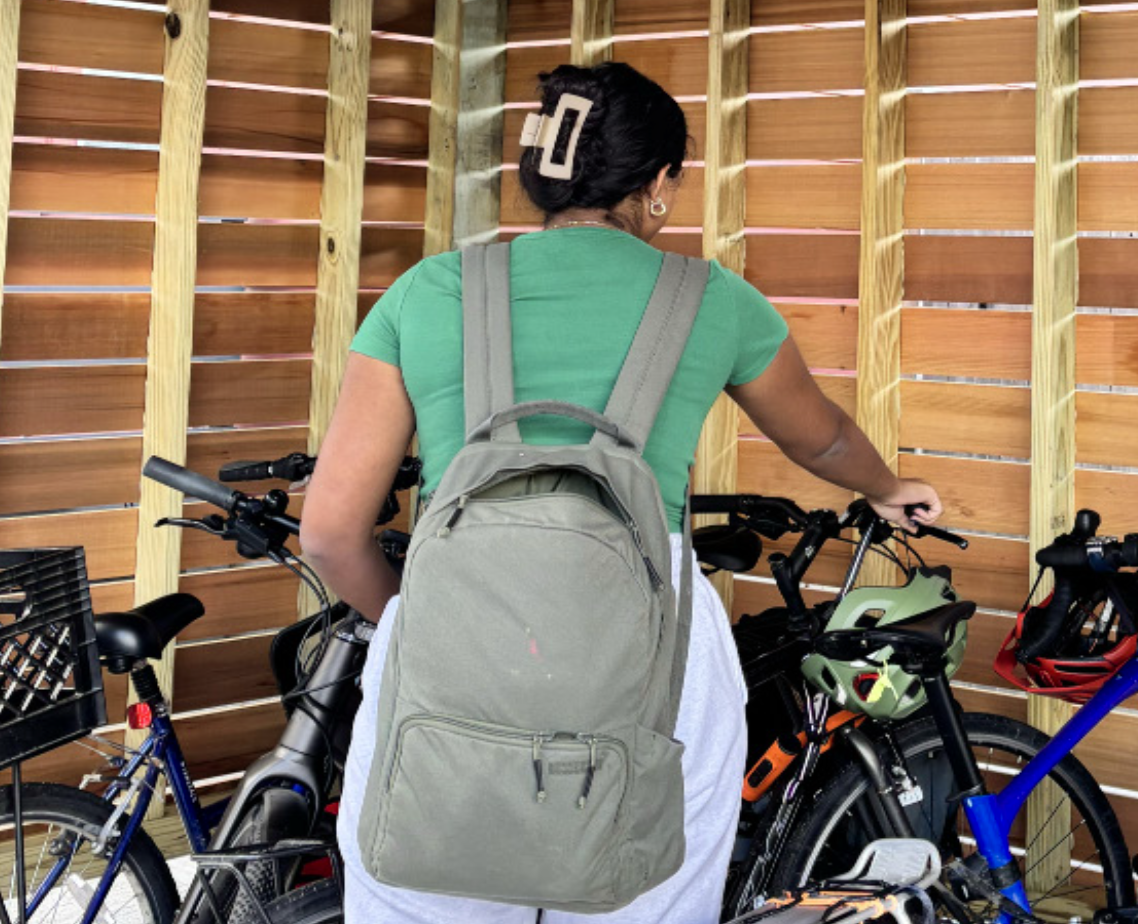 The new bike shed is located behind the US near the wood shop. (Staff Photo by Olivia Richter)