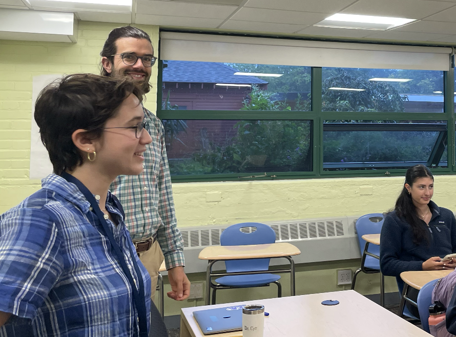 Ms. Heinsen teaches two sections of Precalculus Advanced, one of which she co-teaches with Dr. Cyr. (Staff Photo by Katy Varadi)