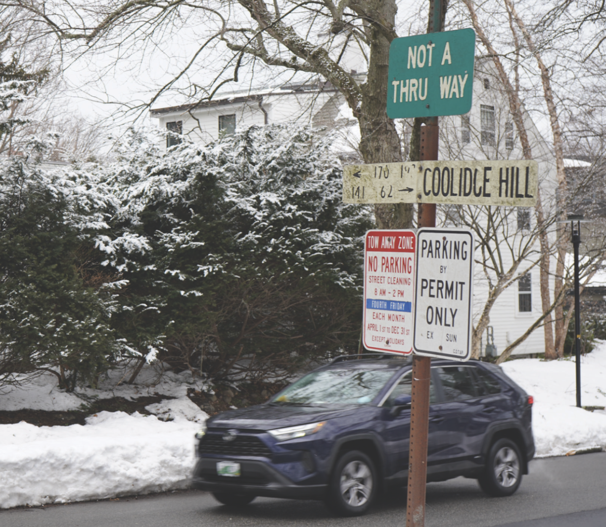 Although the school’s Handbook bans parking in Coolidge Hill, some students still leave their cars there. (Photo Courtesy of Ayana Karthik)