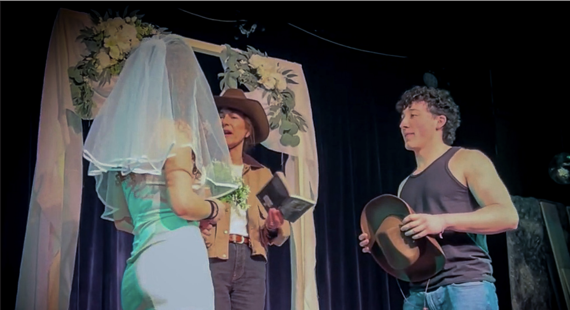 Matthew Walsh and Abby Brown (both ’26) play husband and wife onstage.